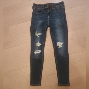 American Eagle Outfitters Dark Blue Ripped Skinny Jeans